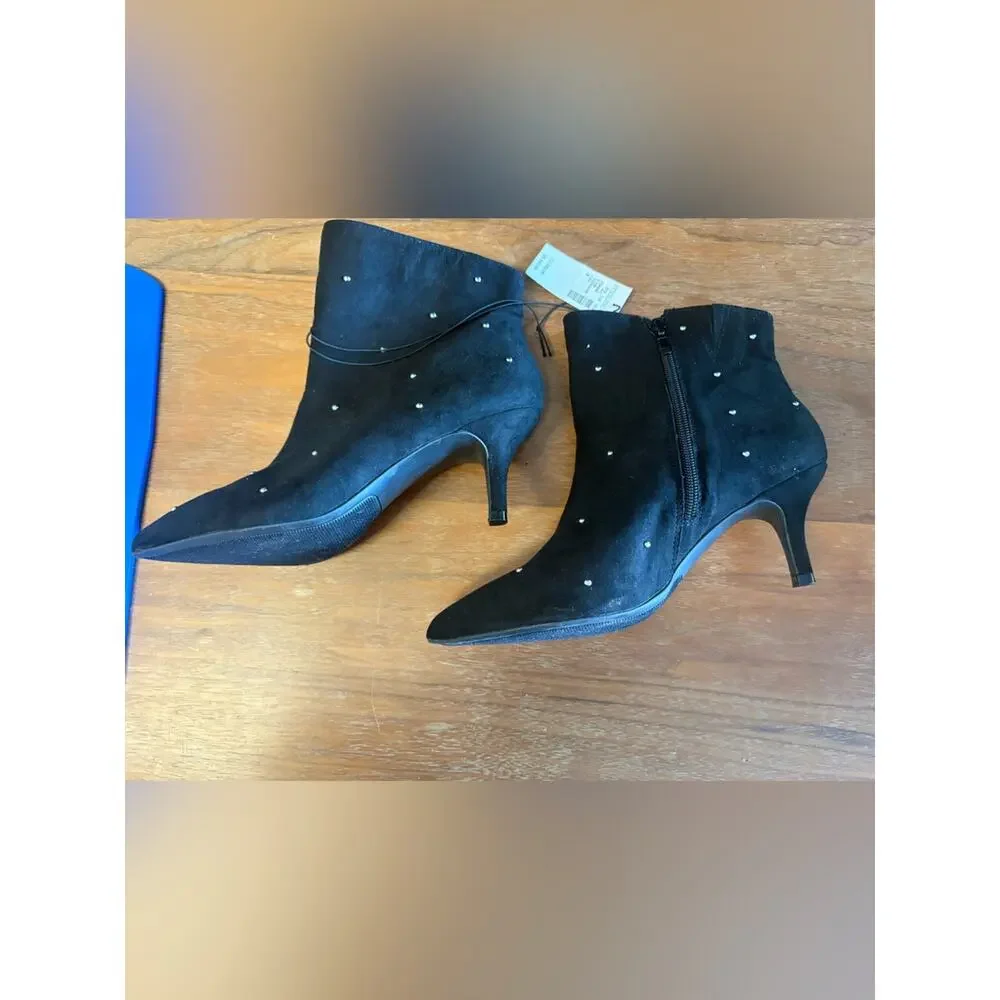Maurices Liza Black Rhinestone Ankle Boots Size 8 NWT
